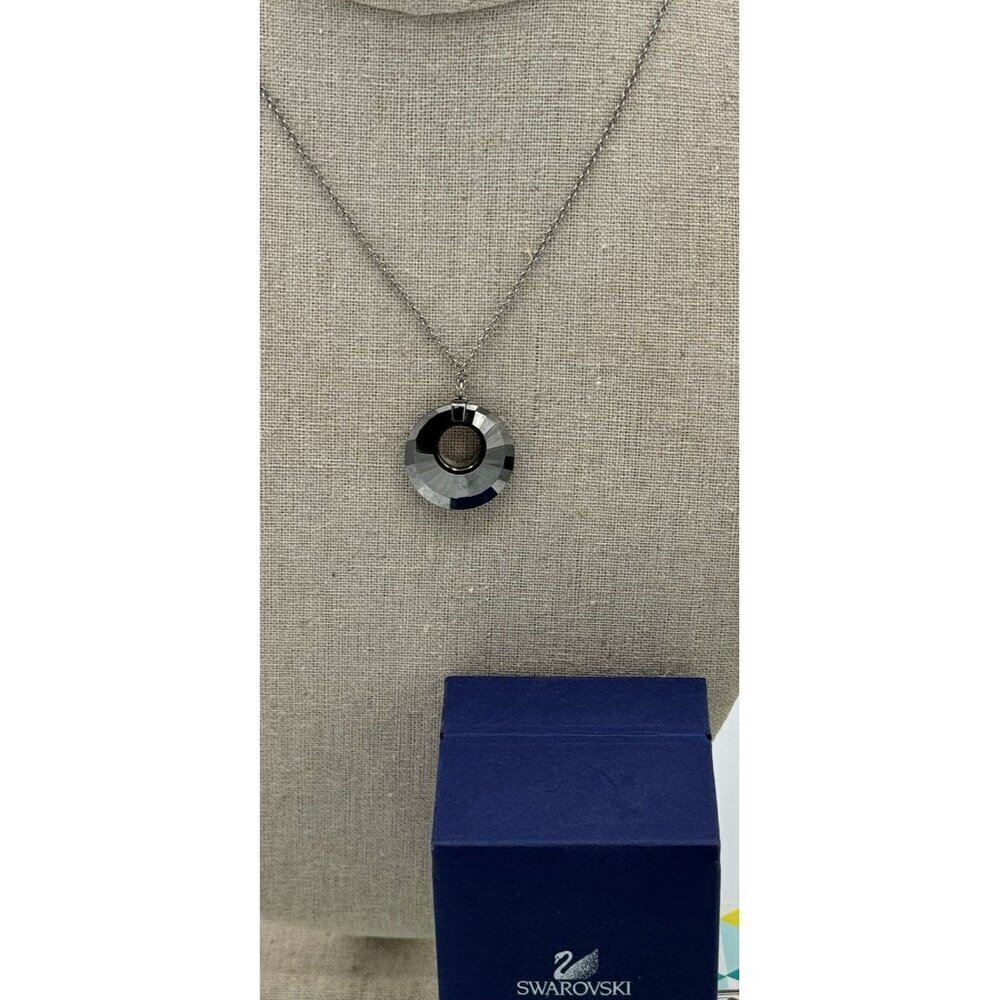 Swarovski Necklace Turn Pendant Crystal Reversible Gray Metallic Silver No Box